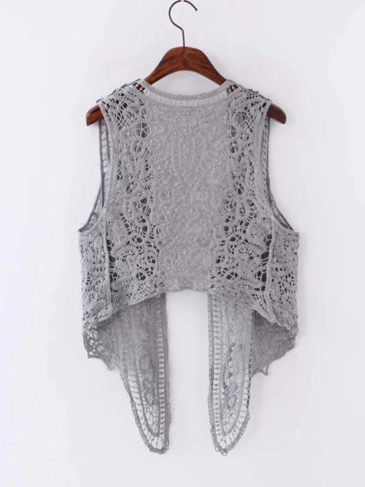 Crochet Knit Women’s Vest Cardigan