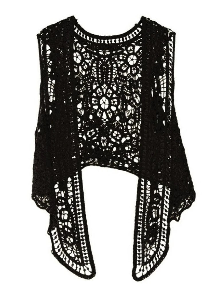 Crochet Knit Women’s Vest Cardigan