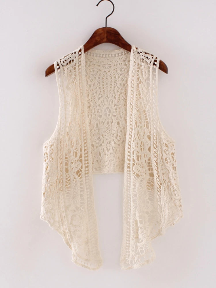 Crochet Knit Women’s Vest Cardigan