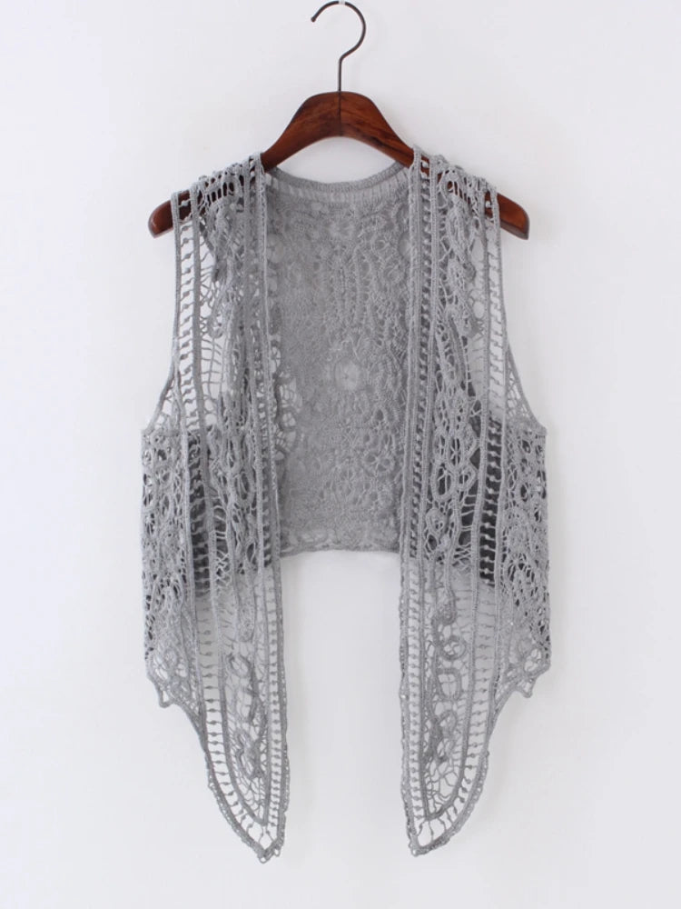 Crochet Knit Women’s Vest Cardigan